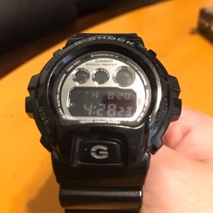 Black G-Shock with light grey throughout the band.